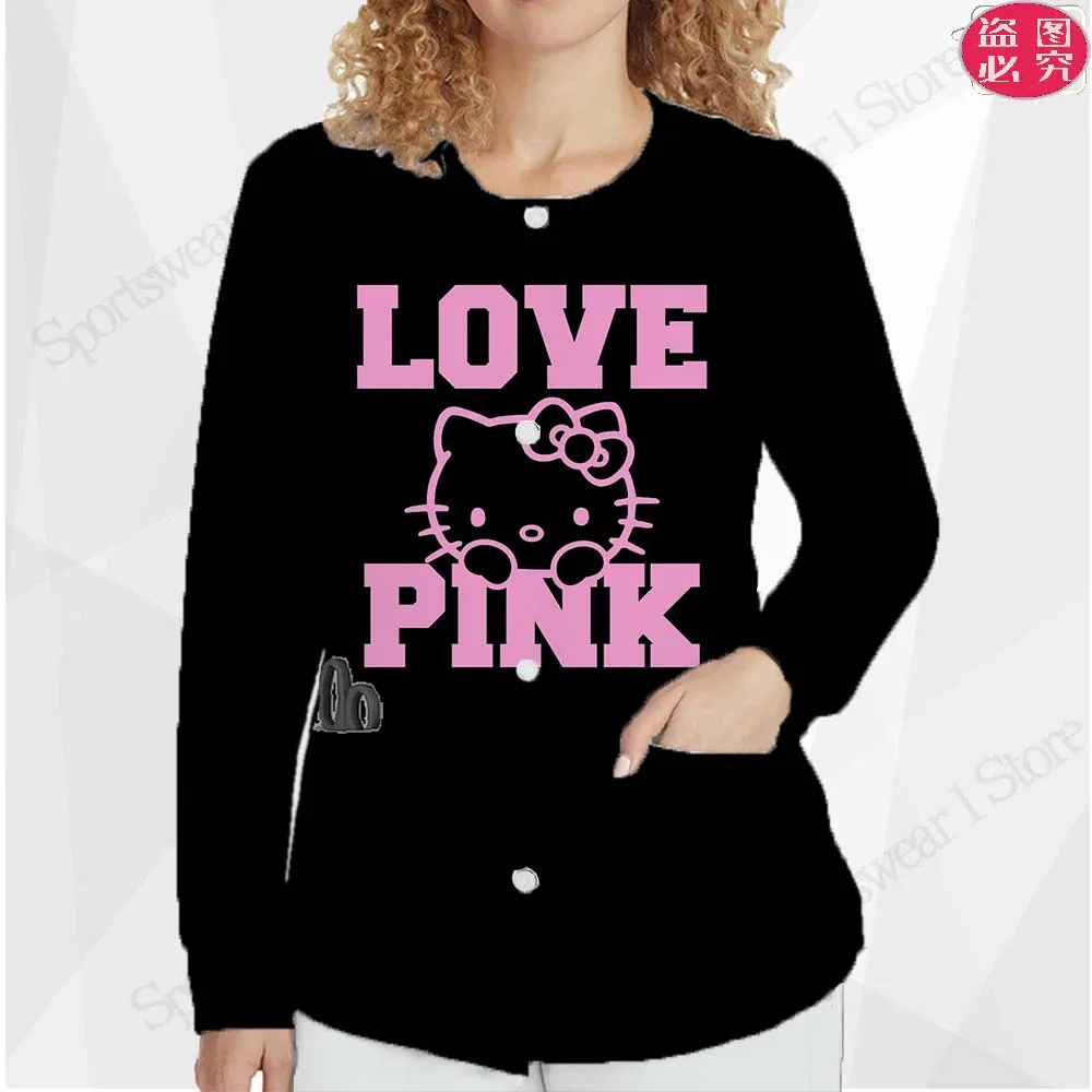 Fashion Cardigan Women Clothes Nurse Uniform Tops Casual Clothing Round Neck Women's Autumn Clothes Doctor's Coat OuterwearsFash