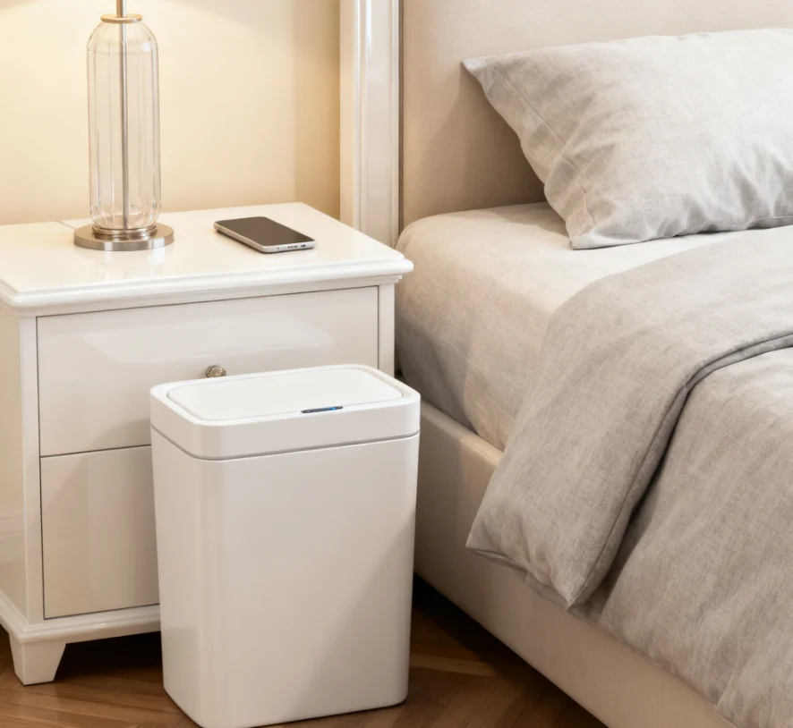 Touchless Smart Sensor Trash Can - 15L Automatic Bagging Electronic Bin in White