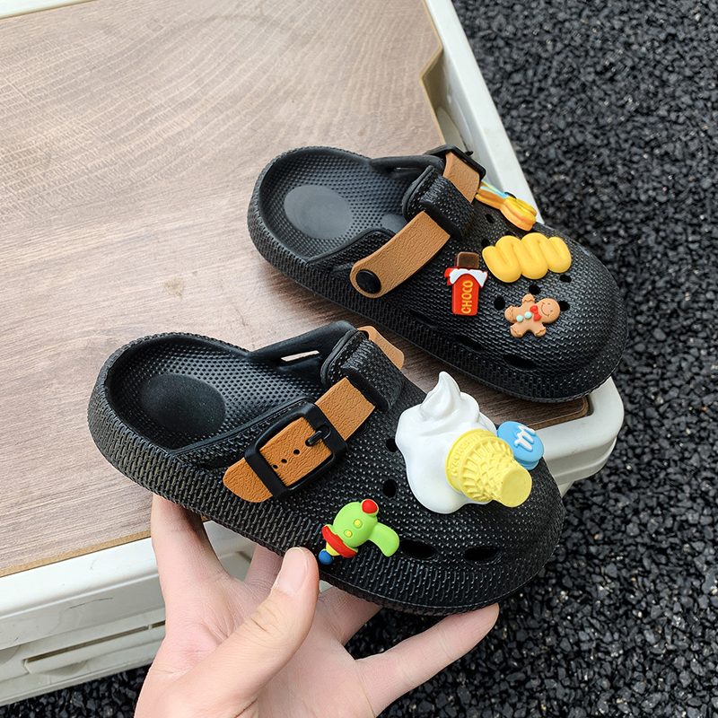 Children's Croc Shoes Summer New Cartoon Cute Beach Sandals for Big Kids Non-Slip Soft Sole Slippers