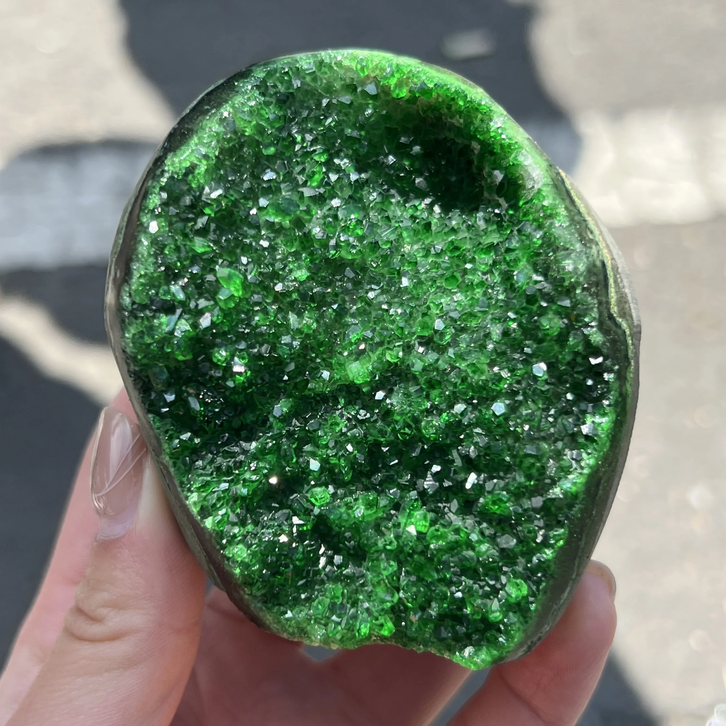 Electroplating Green!!Natural Amethyst Geode Quartz Cluster Crystal Specimen Energy Healing 5