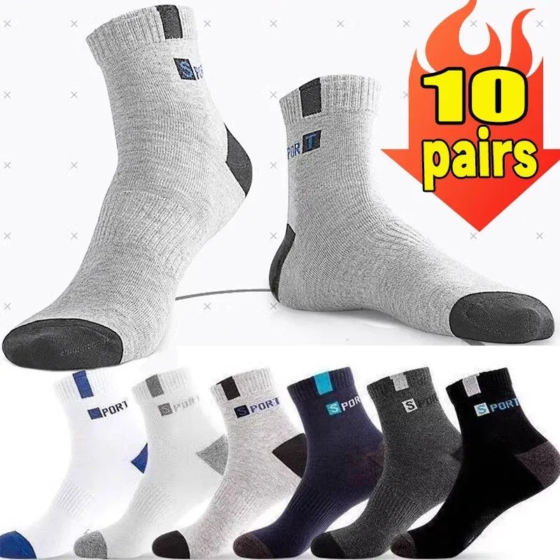 5/10 Pairs Cotton Sock Sport Soft Fashion Sneakers High Quality Elastic Middle Tube Stocking Summer Running Breathable Socks