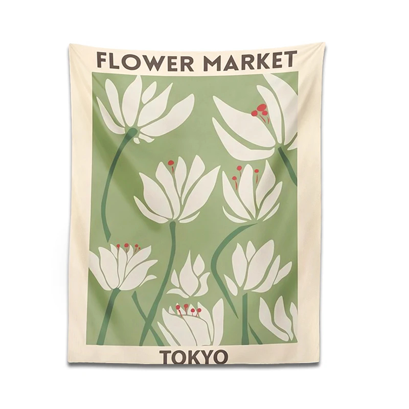 Ins Flower Tapestry Wall Hanging for Bedroom Dormitory Background Decorative Bedroom Dream Decor Cloth