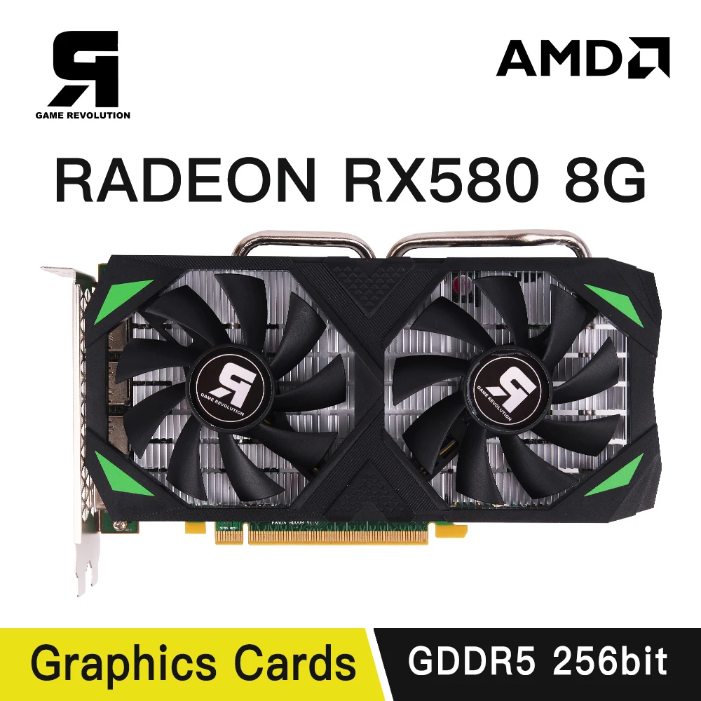 RX580 Grafische Kaarten, Gaming 8GB DDR5, 256 Bit, Computer PC Video Grafische Kaart, PCI Express 3.0 met Dual Fan, HD Multimedia Interface, DVI Poorten, DP Poorten (580 8G D5