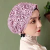 Beading Muslim Turban Caps Lace Headcover Islamic Wrap Head Turbante Summer Bonnets For Women Embroidery Flower Hijab Church Hat 6