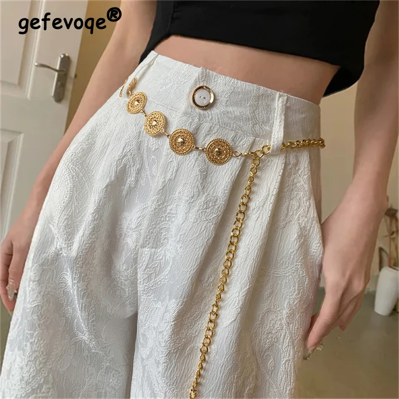 Women Clothes Vintage Chinese Style Jacquard Chic Elegant Wide Leg Pants Office Lady High Waist Solid Straight Trousers Pantalon