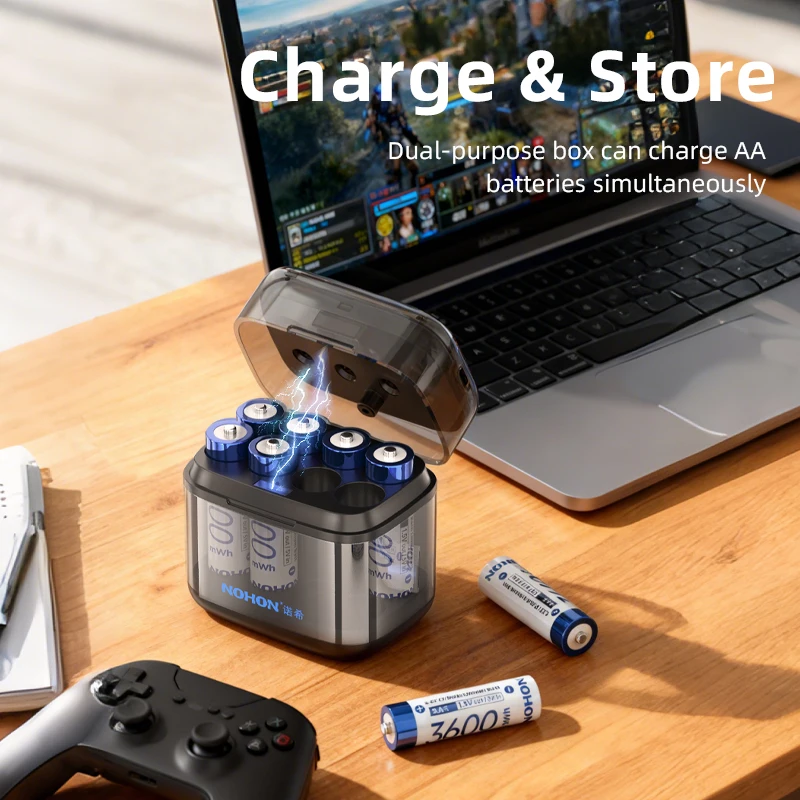 NOHON Upgraded 1.5V Rechargeable Battery AA 3600mWh/AAA 1300mWh Original Battery For Toy Game Console Remote Control Doorbell