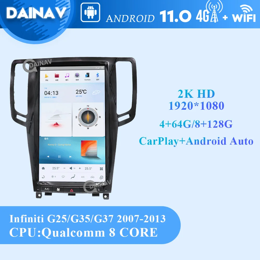 

13.6 inch Android 11.0 Tesla Style Screen Car Radio For Infiniti G25 G37 2005-2013 Car Stereo Carplay Multimedia Head Unit