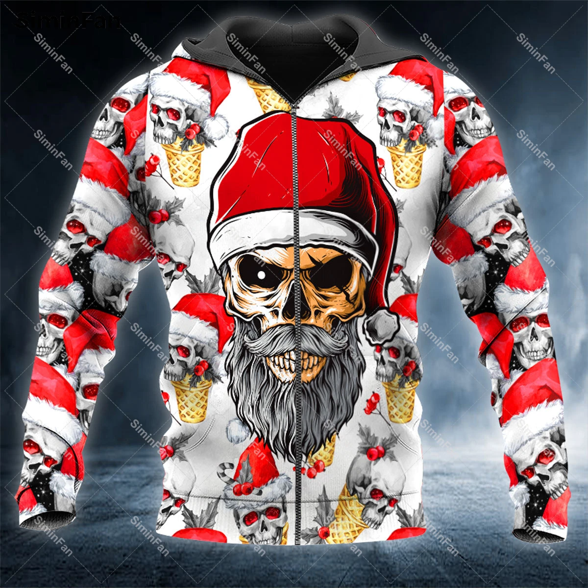 Merry Christmas Ice Cream Santa Skull 3D Printed Hoodie Zipper Jacket Coats  Men Pullover Sweatshirt Outwear Female Unisex Top - AliExpress