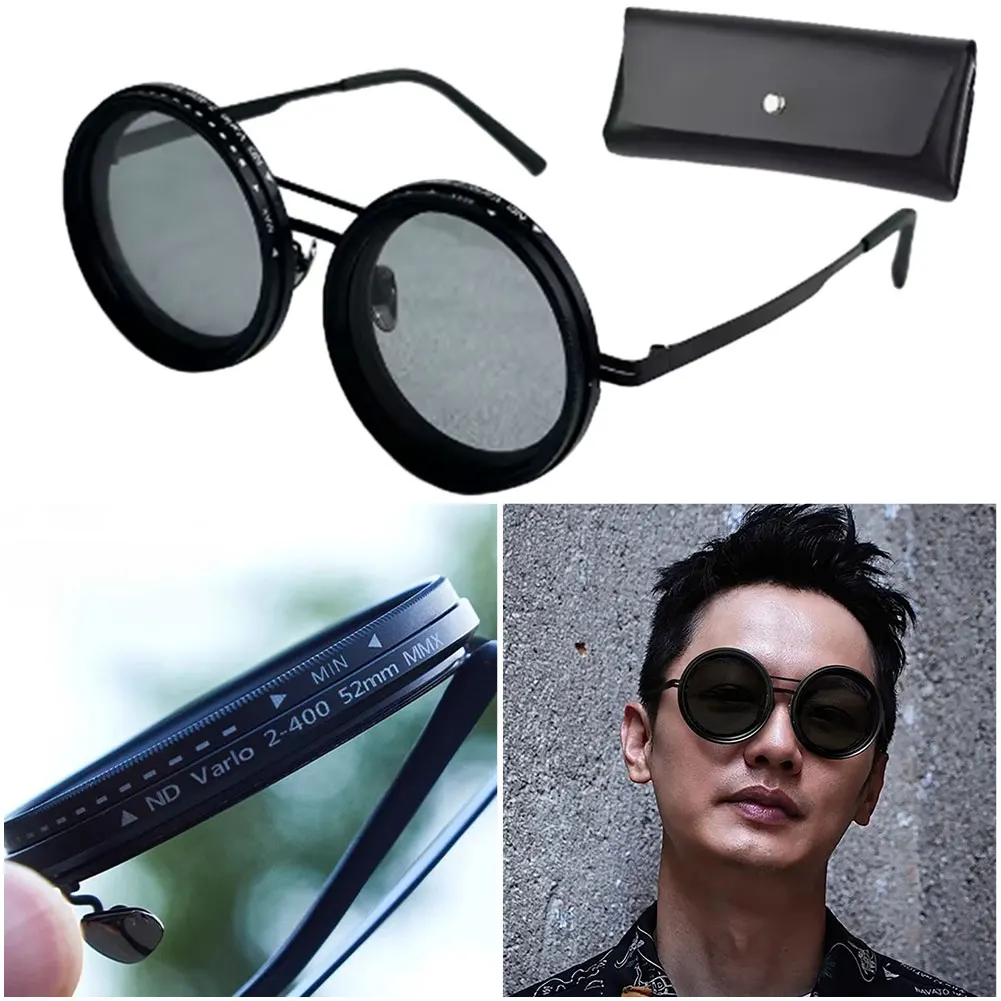 Adjustable 1-9 Sunglasses with ND Filter Lenses Fishing Rounded Polarized Glasses Fishing Filter Glasses for Men Driving Fishing