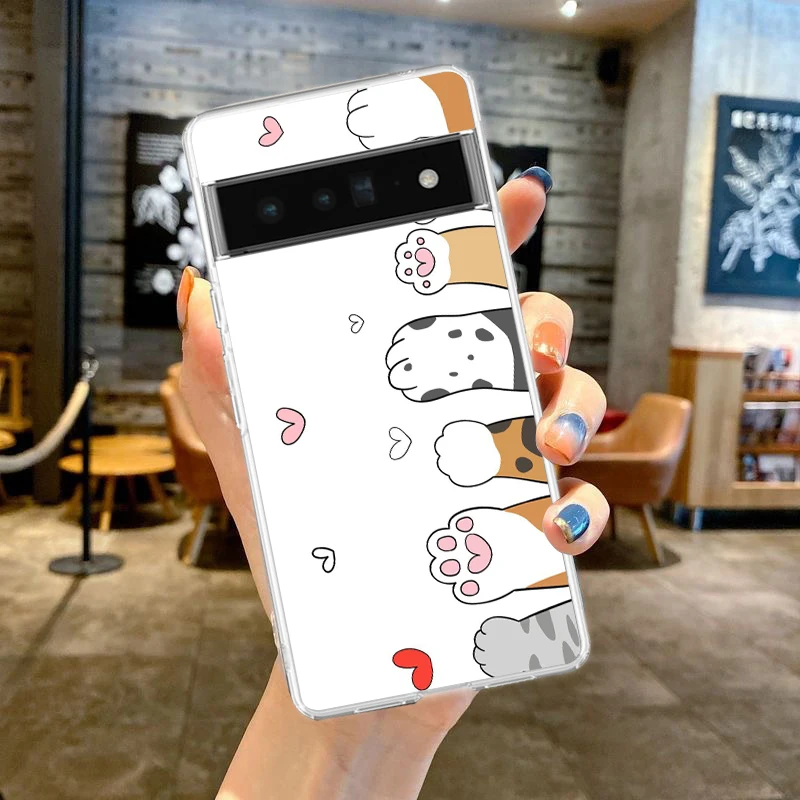 Transparent Soft TPU Phone Case with Cute Cartoon Cat Pattern