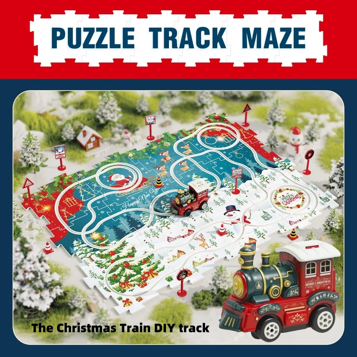 construction track car toy car puzzle DIY toys mini plastic jigsaw puzzle children track train cars