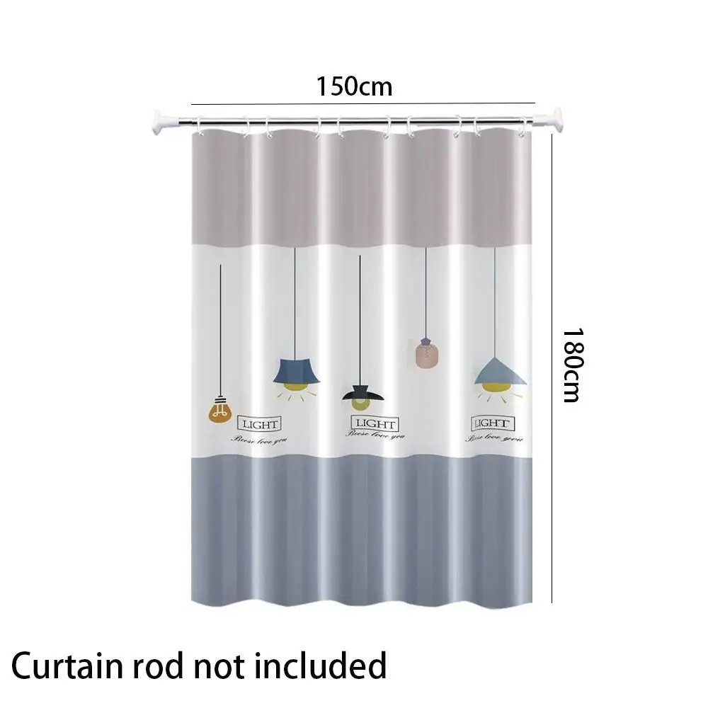High Quality Mildew Proof Shower Curtain with 12 Hook Waterproof Bathroom Curtain Extra Long Thickened Printed Shower Curtain