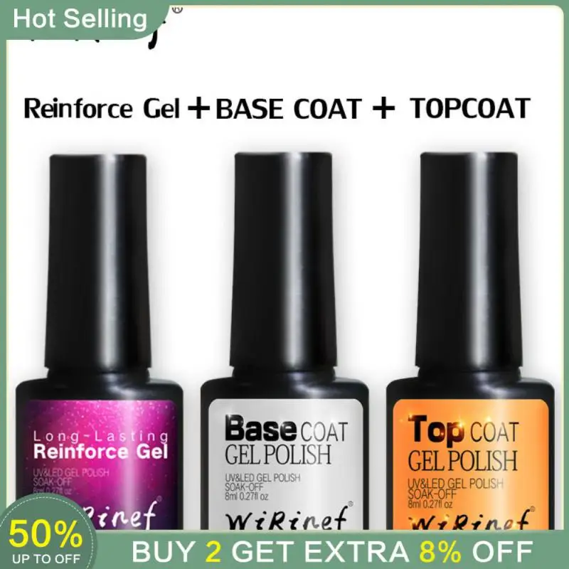 

Transparent Top and Base Coat Semi Permanent Soak Off UV LED Gel Nail Polish Nail Art Primer Long Lasting Reinforce Base Gel 8ml