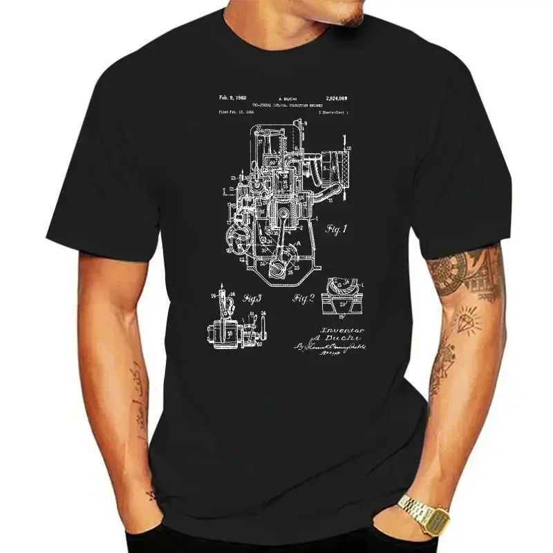 

Summer harajuku custom Fashion 2024 Buchi Two Stroke Engine Car T-shirt Car Engine Engine Design Patent Gift Crew Neck Men