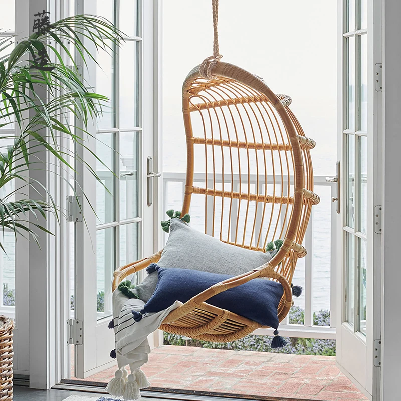 Indoor Hanging Chair, Hanging Basket, Real Rattan Woven Hanging Swing, Internet Celebrity Adult Rocking Chair, Indonesian Rattan