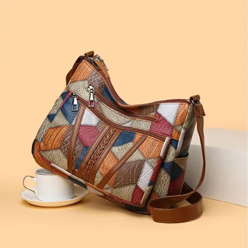 Luxury Women's Crossbody Bags Fashion Multi-pockets Women Handbags Vintage Colorful Plaid Commuting Shoulder Bag For Daily Used