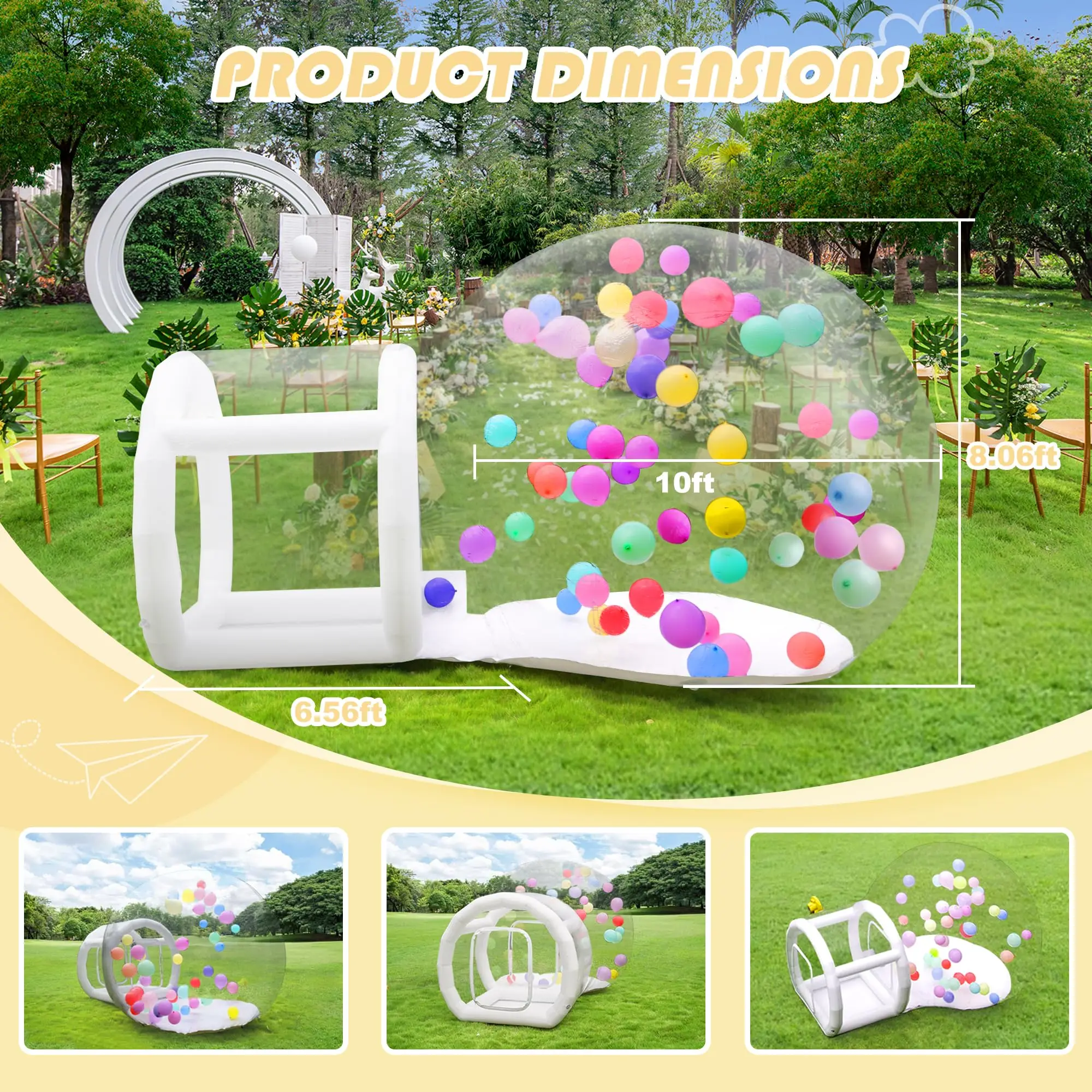 Inflatable Bubble House Clear Bubble Tent, PVC Transparent Inflatable Bubble Tent Dome with Blower for Kids Party Balloon Garden