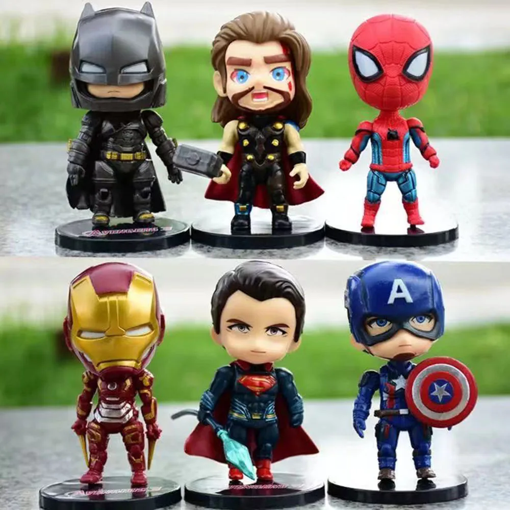 6 Pz/Set Marvel Avengers Black Panther Thanos Ironman Spiderman Captain American Hulk Figure Model Toys