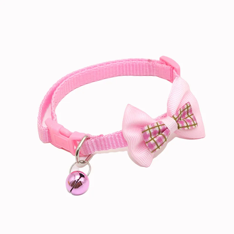 Multi-color Adjustable Cat Pet Collar Cute Paw Print Cat Collar with Bell Buckle for Small Puppy Kitten Supplies Accessories