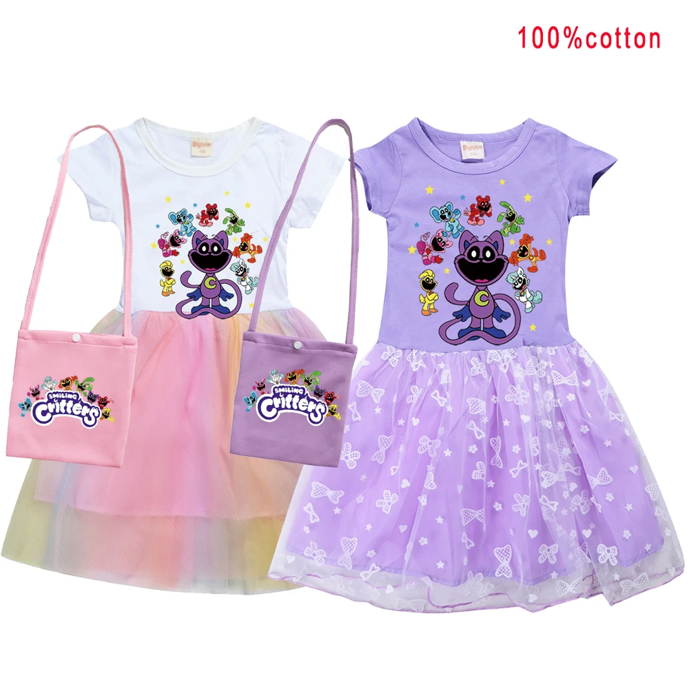 Smiling Critters Catnap Baby Cat Tastic Cosplay Costumes Girls Dresses Kawaii Kids Princess Dress with Bag Birthday Party Gifts