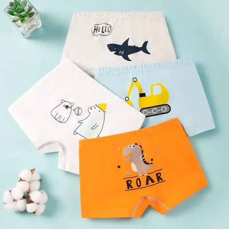 

4PC Children's Underwear for Kids Cartoon Shorts Soft Cotton Underpants Boys Panties