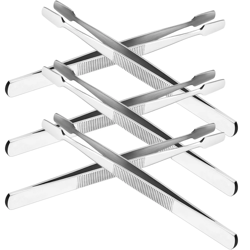 6 Pcs False Eyelash Clip Tweezers Microscope Stamp 430 Stainless Steel Material under Work Metal for Extensions
