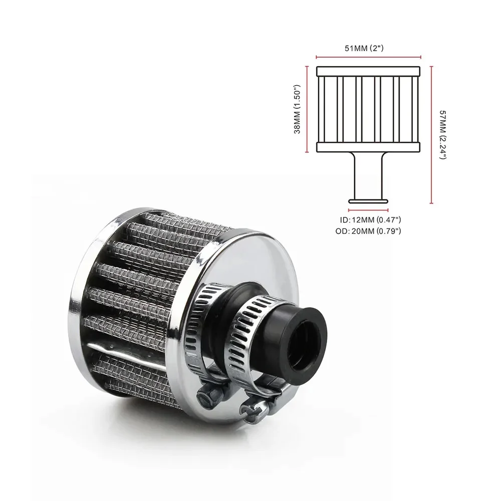 Universal Interface Car Air Filters 12mm For Motorcycle Cold Air Intake High Flow Crankcase Vent Cover Mini Breather Filters