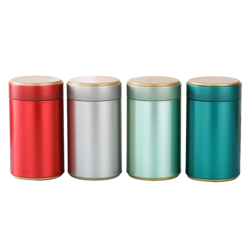 Portable Tea Box Solid Color Tea Sealed Box Teaware Storage Container Tinplate Can Coffee Sugar Kitchen Storage Jar