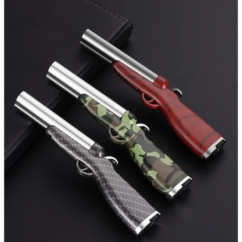 Creative Gun Dual Flames Lighter Refillable Butane Gas Jet Flame Lighter Smoking Accessories Gift For Men Dropshipping Suppliers