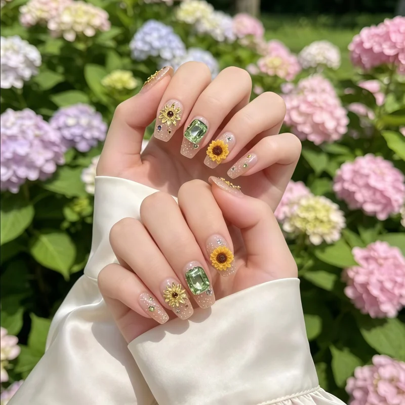 예술적 네일 아트 실리콘 몰드 해바라기 연꽃 아이리스 꽃 테이블 램프 3D 엠보싱 장식 네일 데코레이션 몰드