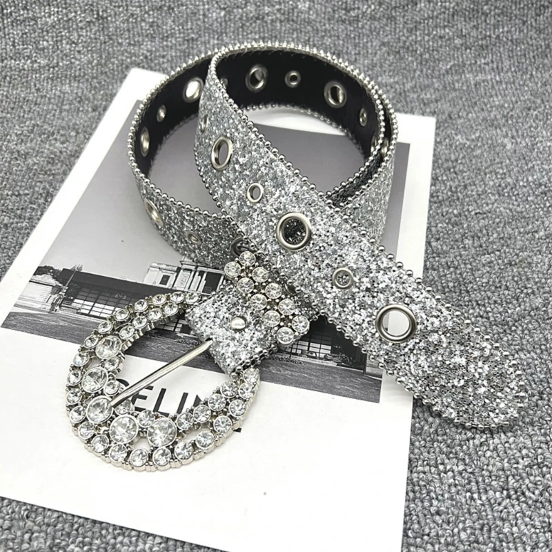 

Vintage for Rhinestone Waist Belts for Women Wide Buckle Belt for Jeans Waistban