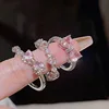 2PCS Fairy Sparkling Crown Rings for Women Teen Crystal Korean Adjustable Silvery Anniversary Gift Party Queen Ring Set Jewelry 4