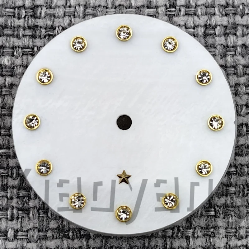Elegant 24.5mm White Mother of Pearl Women's Watch Dial with Star Sign and Diamond Index