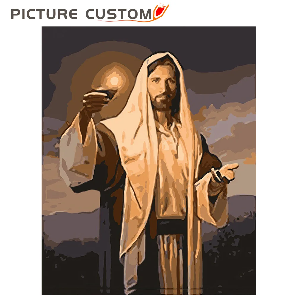 Painting By Numbers DIY Christ Jesus Religion With Frame Adult Home Bedroom Wall Art Decoration Digital Unique Gift |