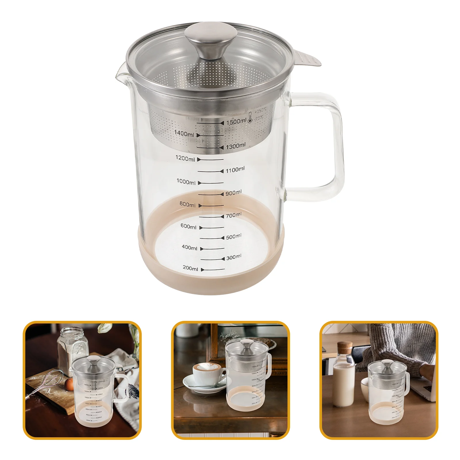 

High Borosilicate Glass Soy Milk Filter Pot Strainer for Soybean Tea Kettle Metal Container Juice Terrarium