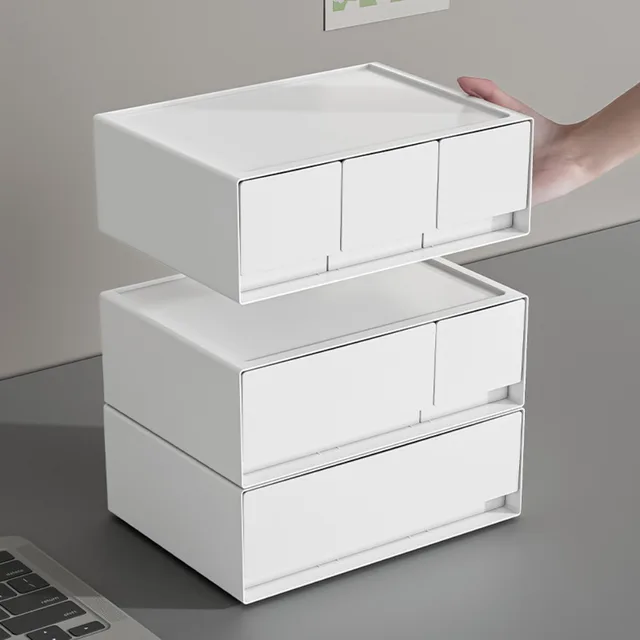 Multifunctional Plastic Stackable Storage Box Stackable Drawer Type Desktop Storage Box Jewelry Containers Bathroom 1