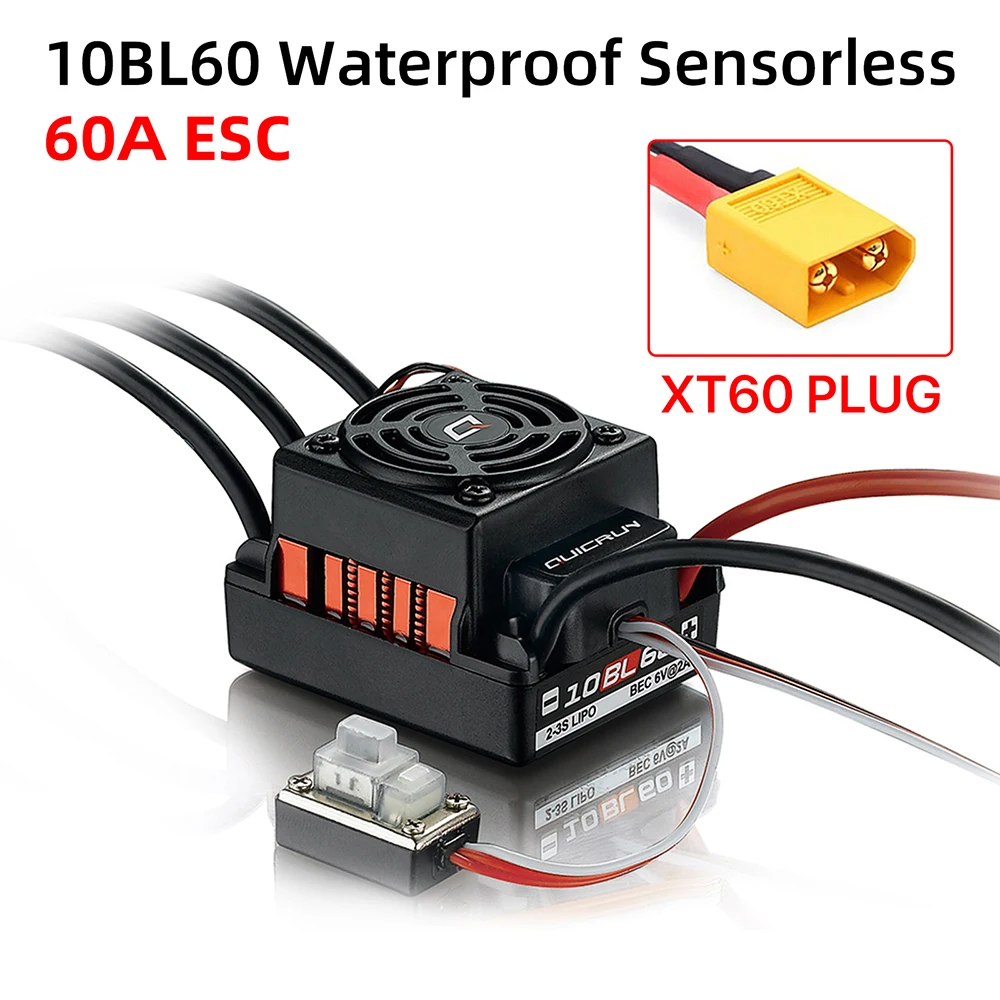 ESC Brushless 60A Hobbywing RC étanche installé dans un buggy crawler, prêt pour l'aventure tout-terrain.