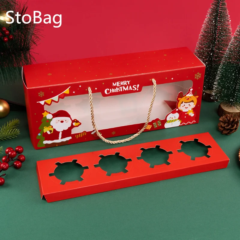 LBSISI Life-Christmas Cupcake Boxes Santa Claus Pastry Mousse Cake Packaging Spring Festival Party Decoration Supplies 6 /12Pcs