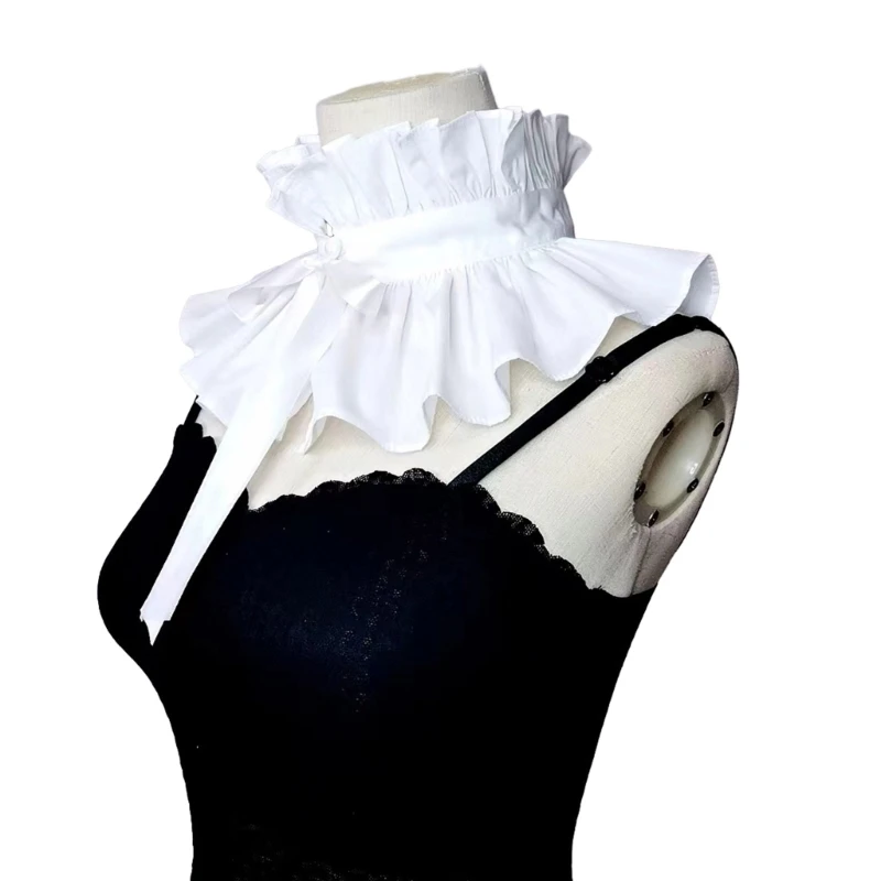 Faux Col Femme En Coton Blanc – Fait Main – Réglable 30 à 60 Cm