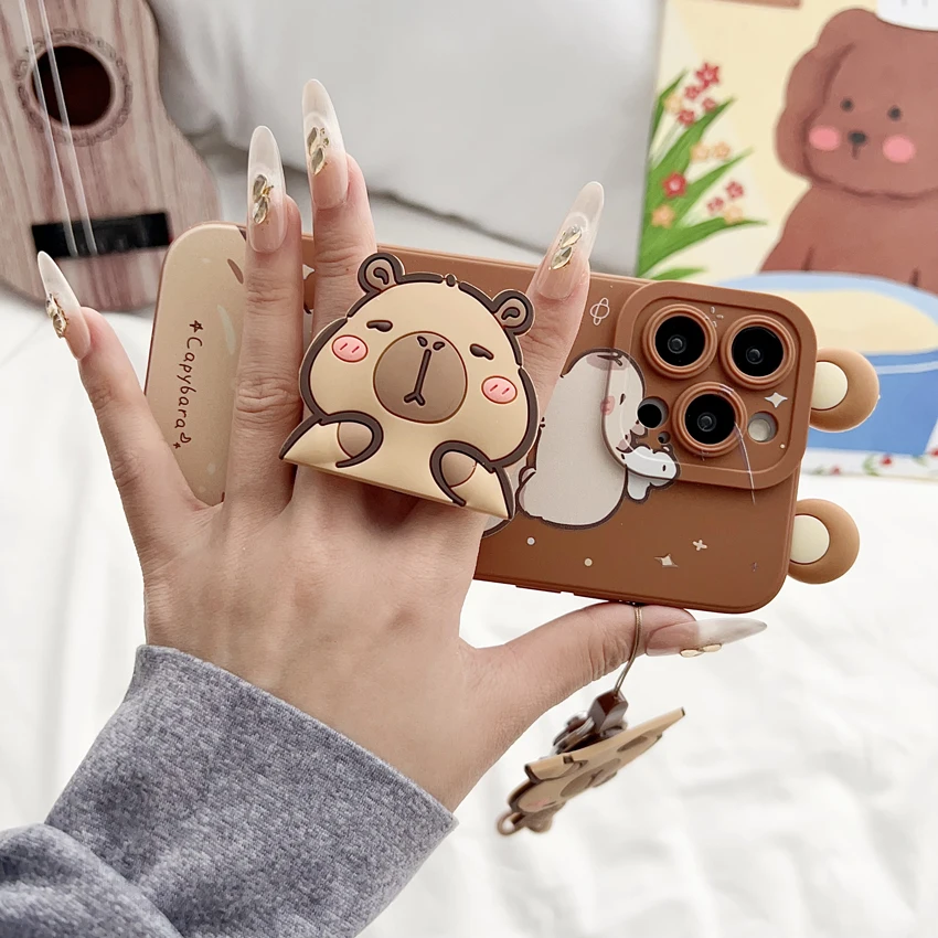 Capybara-Themed Protective Case with Ornaments