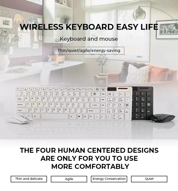 Ultra-Thin Wireless Keyboard and Mouse Set