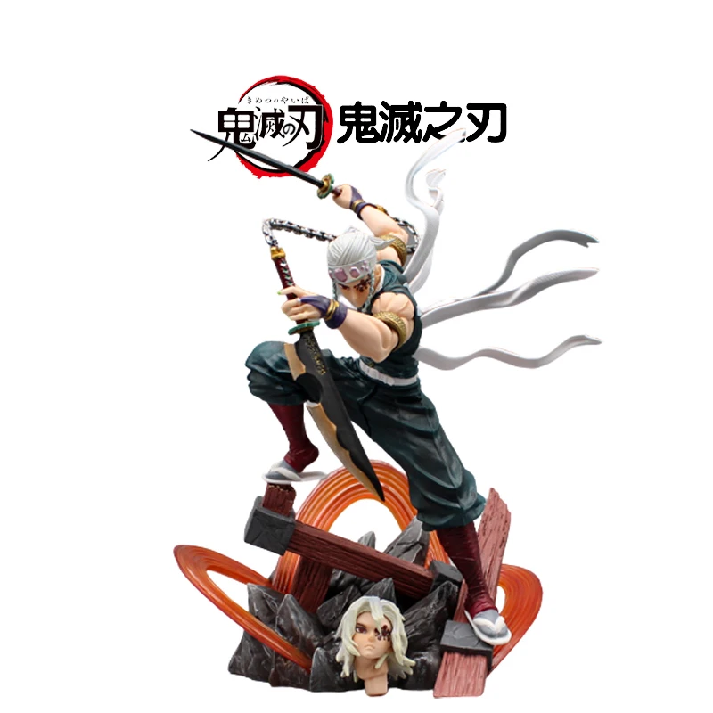 

Demon Slayer Anime Figures 27cm Uzui Tengen Figures 2 Heads Figurine Kimetsu No Yaiba Gk Pvc Statue Collectible Model Toys Gift