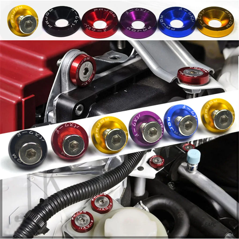 

20pcs Car Modified Hex Fasteners Fender Washer Bumper Engine Concave Screws Aluminum Fender M6 screws and Washers