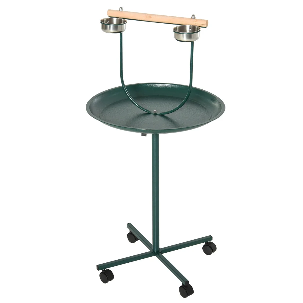 PawHut 48" Rolling T-Stand Bird Training Activity Playground With Perch