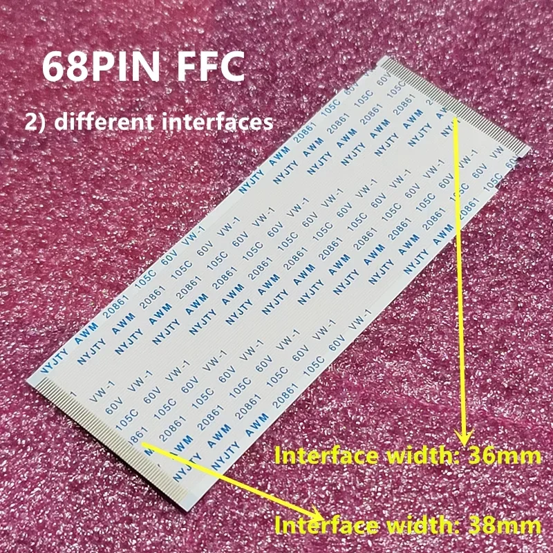 귀 포함 금도금 FFC FPC 플랫 유연한 케이블 AWM 20706 20861 105C 60V VW-1 A 형 리본 와이어 60Pin/68Pin 10CM-50CM 60P/68P
