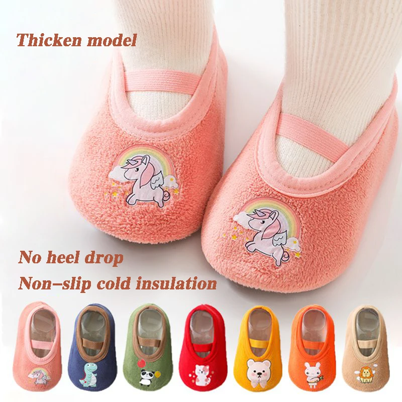 Crianças Anti-slip Shoes Bebê Recém-nascido Criança Meninas Algodão Antiderrapante Meias Infantis Meninos De Borracha Sole Cartoon Indoor Sneakers