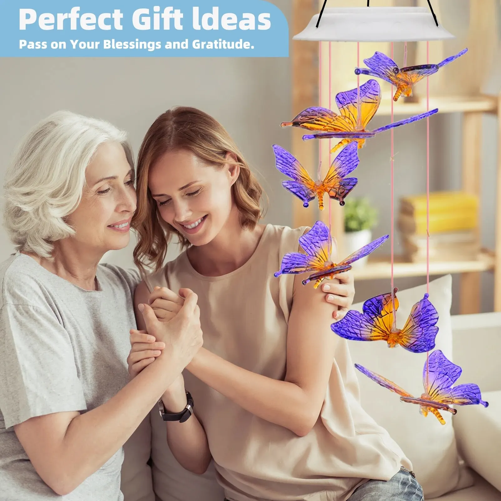 Outdoor Solar Butterfly Wind Chimes Christmas Garden Decorative Gifts
