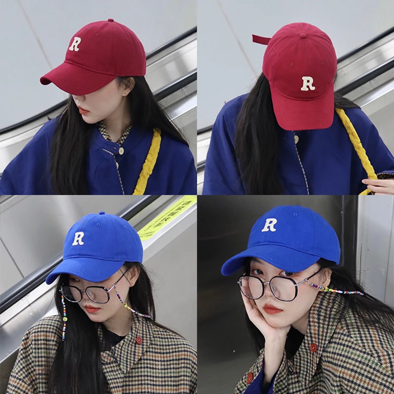 Fashion Letter Embroidery R Baseball Cap Men Women Solid Color Sport Hat Outdoor Sun Gorras Hat