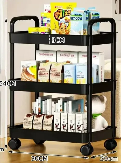 Ev mutfak banyo küçük araba tipi depolama rafı, çok katmanlı atıştırmalık kitaplık, tekerlekli hareketli, ayaklı depolama rafı