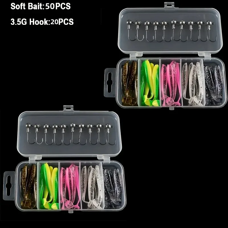 New 25PC Soft Fishing Lures Kit Silicone Lure Set Artificial Bait Worm with Crank Jig Head Hook Fishing Tackle Accessories